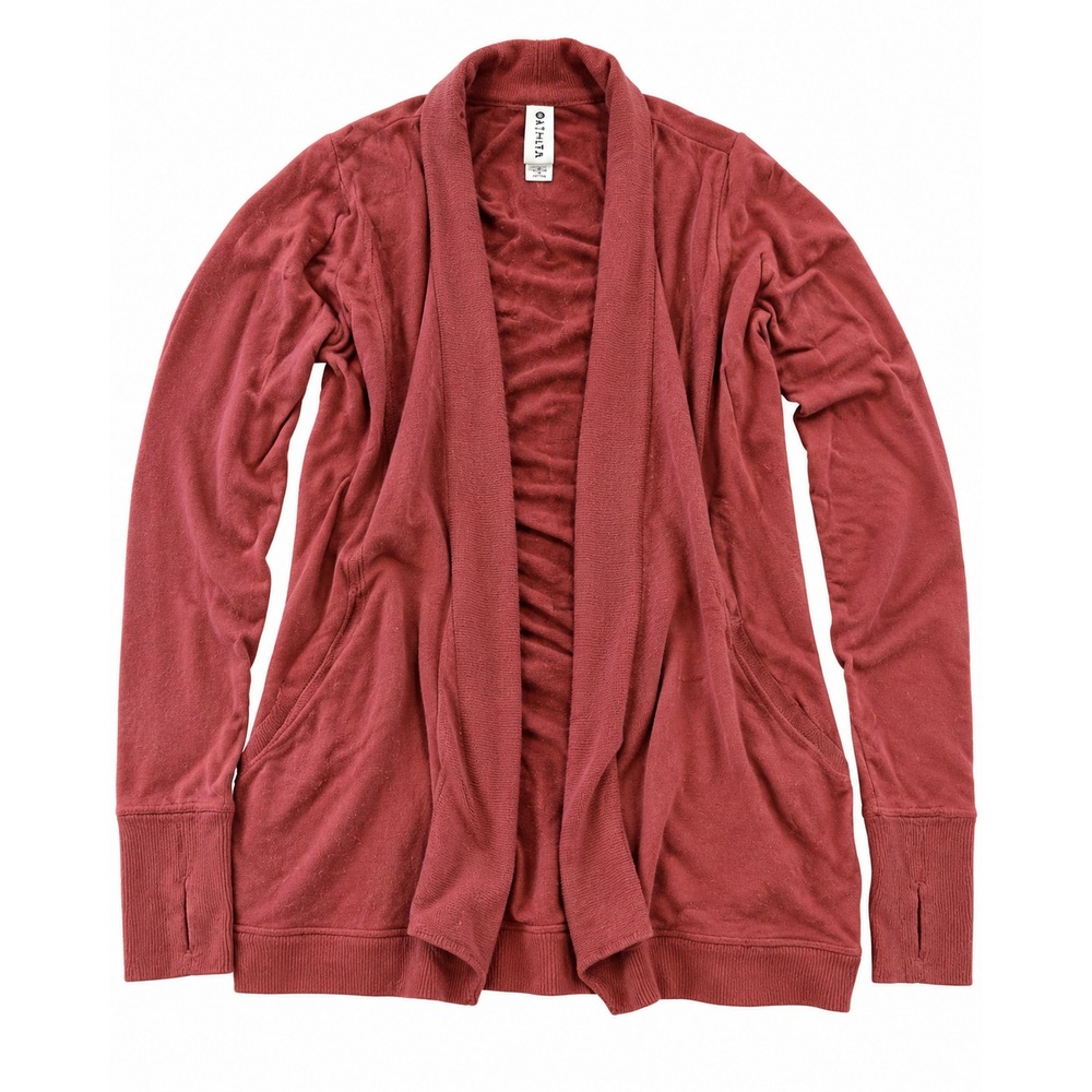 Athleta Womens XS Dusty Rose Open Front Cardigan Modal Thumbholes Pockets